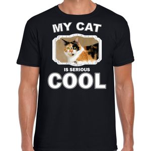 Lapjeskat katten / poezen t-shirt my cat is serious cool zwart voor heren - T-shirts