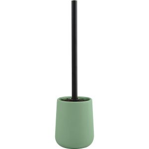 MSV Toiletborstel in houder/wc-borstel Malmo - keramiek en rvs - groen/zwart - 39 x 10 cm