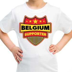 Belgie / Belgium schild supporter  t-shirt wit voor kinderen - Feestshirts