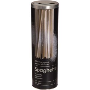 Five Spaghettidoos - zwart - metaal - relief - Luxe voorraadpot/voorraadbus