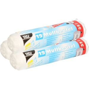 Papstar afvalzakken/vuilniszakken - 45x stuks - 35 liter - transparant - Prullenbak zakken - Vuilniszakken