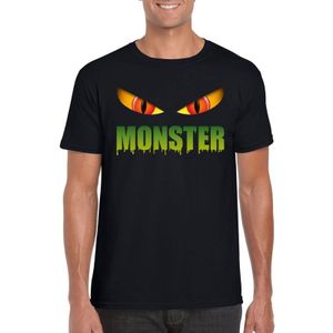 Halloween monster ogen t-shirt zwart heren - Carnavalskostuums
