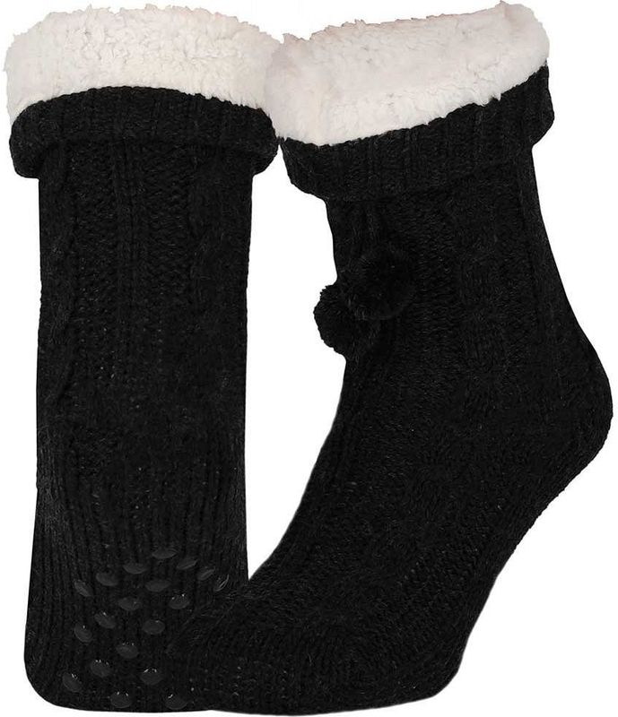 Apollo - Huissloffen - Antraciet - Gebreid - Slofsokken