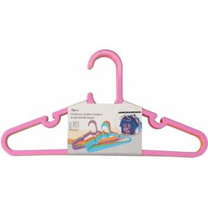 Edco Kledinghangers 8x stuks voor kinder/babykleding - roze/groen/oranje - 29 x 0,2 x 15 cm - Kledinghangers