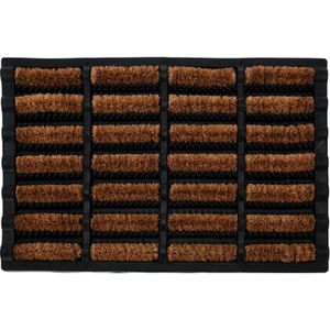 Droogloopmat/deurmat - voor binnen/buiten - zwart - rubber/kokos - 40 x 60 cm - Deurmatten