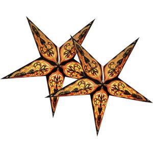 Decoratie kerststerren - 2x - zwart/goud - 40 cm - papier - 5 punten - glitters