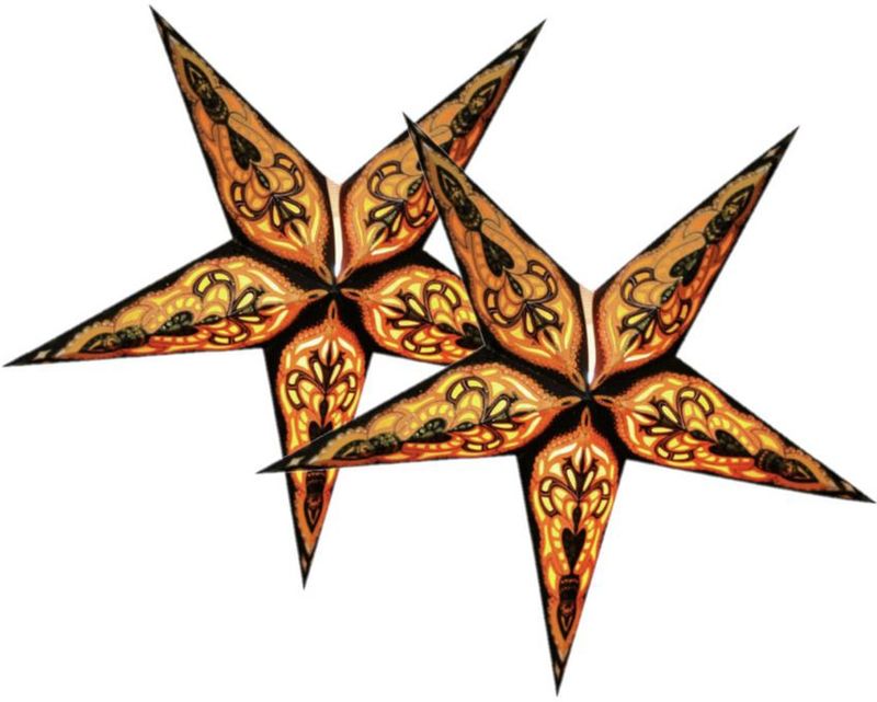 Decoratie kerststerren - 2x - zwart/goud - 40 cm - papier - 5 punten - glitters
