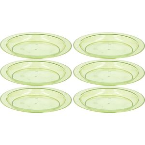 6x Groen plastic borden/bordjes 20 cm - Kunststof servies - Koken en tafelen - Camping servies - Ontbijtbordje kinderen