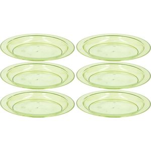 6x Ontbijtbordje groen 20 cm kinderservies van plastic/kunststof - Bordjes