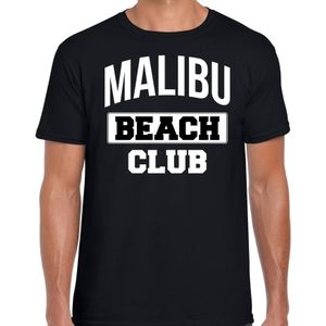 Zomer t-shirt voor heren - Malibu Beach Club - tropisch thema feest kleding - zwart - Feestshirts