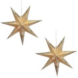 2x stuks kerstversiering gouden kerststerren 60 cm - Kerststerren hangdecoraties - Kerstversiering