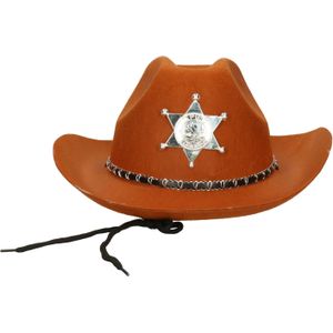 Carnaval verkleed Cowboy hoed Kentucky - bruin - volwassenen - Western Sheriff thema - Verkleedhoofddeksels