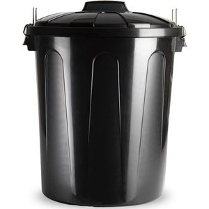 Afvalemmers/vuilnisemmers zwart 51 liter met deksel - Prullenbakken