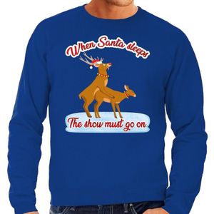 Blauwe foute kersttrui / sweater rendieren aan het seksen voor heren - kerst truien