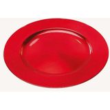 Set van 12x stuks ronde diner onderborden rood van kunststof 33 cm