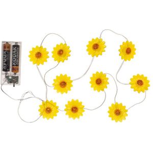 Lichtsnoer - zonnebloemen - geel - 160 cm - op batterij - verlichting - Lichtsnoeren