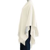 Luxe omslagdoek/poncho - creme - 180 x 140 cm - fleece - Dameskleding accessoires - Poncho's