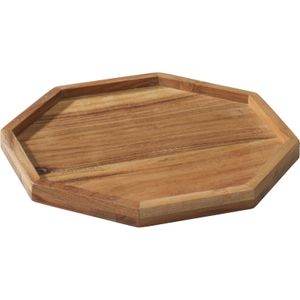 Kaarsenbord/decoratie dienblad - mangohout - 25 x 25 x 2 cm - achthoek - serveerschaal - Kaarsenplateaus