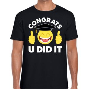 Congrats U did it t-shirt geslaagd / afgestudeerd zwart heren - Feestshirts