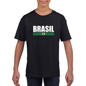 Zwart / wit Brazilie supporter t-shirt voor kinderen - Feestshirts