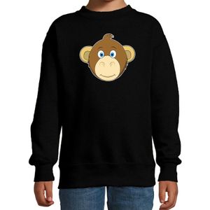 Cartoon aap trui zwart voor jongens en meisjes - Cartoon dieren sweater kinderen - Sweaters kinderen