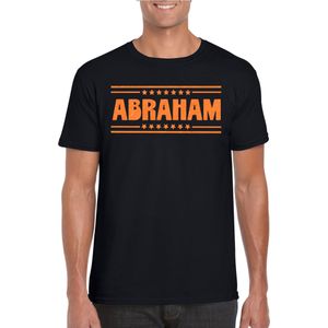 Verkleed T-shirt voor heren - abraham - zwart - glitter oranje - verjaardag/themafeest - 50 jaar - Feestshirts