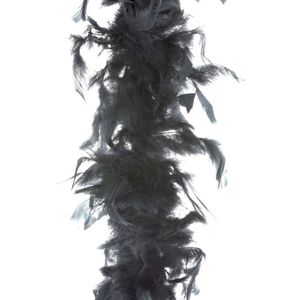 Boa kerstslinger veren zwart 200 cm kerstversiering - Kerstslingers