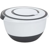 Excellent Houseware Beslagkom/mengkom/roerkom - met deksel - 2x - kunststof - wit/antraciet -