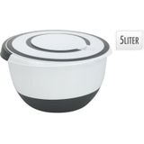 Excellent Houseware Beslagkom/mengkom/roerkom - met deksel - 2x - kunststof - wit/antraciet -