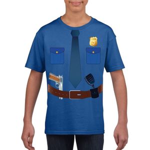 Politie uniform kostuum t-shirt blauw voor kinderen - Feestshirts