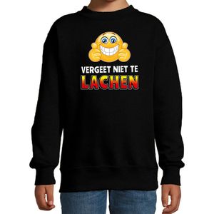 Funny emoticon sweater Vergeet niet te lachen zwart kids - Feesttruien
