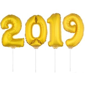 Goudkleurige 2019 jaarwisseling folieballonnen - Ballonnen