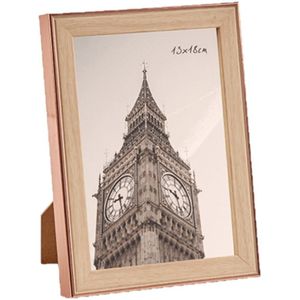 Kunststof fotolijst koper met hout geschikt voor een foto van 13 x 18 cm - Fotolijsten