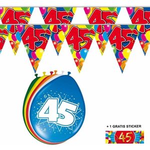 Voordeelverpakking 45 jaar met 2 slingers en ballonnen - Feestpakketten