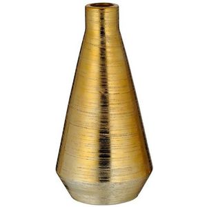 Ronde bloemenvaas goud van keramiek 14 x 28 cm - Stijlvolle bloemen of takken vaas voor binnen