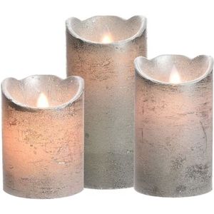 Led kaarsen combi set 3x stuks zilver in de hoogtes 10/12 en 15 cm - Home deco kaarsen