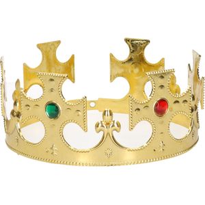 Gouden Koning / prinsen kroon voor heren - 7 x 59 cm - Verkleedhoofddeksels