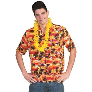 Rood met oranje hawaii blouse - Carnavalsblouses