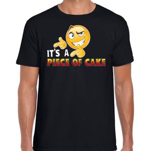 Funny emoticon t-shirt Its a piece of cake zwart heren - Feestshirts