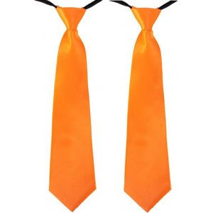 2x stuks carnaval/feest stropdas oranje 40 cm voor volwassenen - Verkleedstropdassen