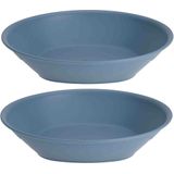 Excellent Houseware Ontbijt/dinerbordjes - 8x stuks - diep - blauw