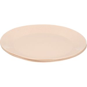 4x ontbijt/diner bordjes van afbreekbaar bio materiaal 21 cm in het eco-beige - Campingborden