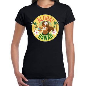 Hawaii feest t-shirt / shirt Aloha Hawaii zwart voor dames - Feestshirts