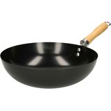 Zwarte wok/wokpan 28 cm met anti-aanbak laag - Wokpannen - Koken - Wokken