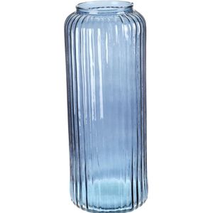 Excellent Houseware glazen vaas / bloemen vazen - blauw - 15 x 37 cm