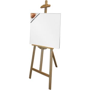 Benson houten schildersezel 140 cm met canvas doek 50 x 50 cm - Schildersezels