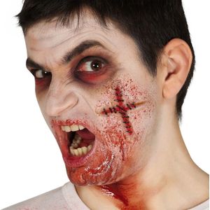 Halloween nep wond - litteken - incl. lijm - bloed - Horror thema - Verkleed tatoeages