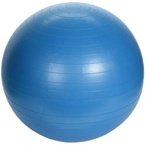 Grote blauwe yogabal met pomp sportbal fitnessartikelen 75 cm - Fitnessballen