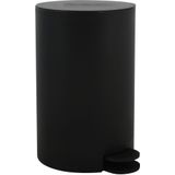 MSV Prullenbak/pedaalemmer - 2x - kunststof - zwart - 3L - klein model - 15 x 27 cm - Badkamer/toilet