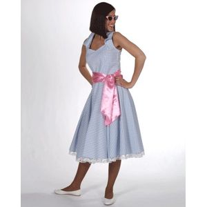 Dames jaren 50 jurk blauw geblokt - Carnavalskostuums